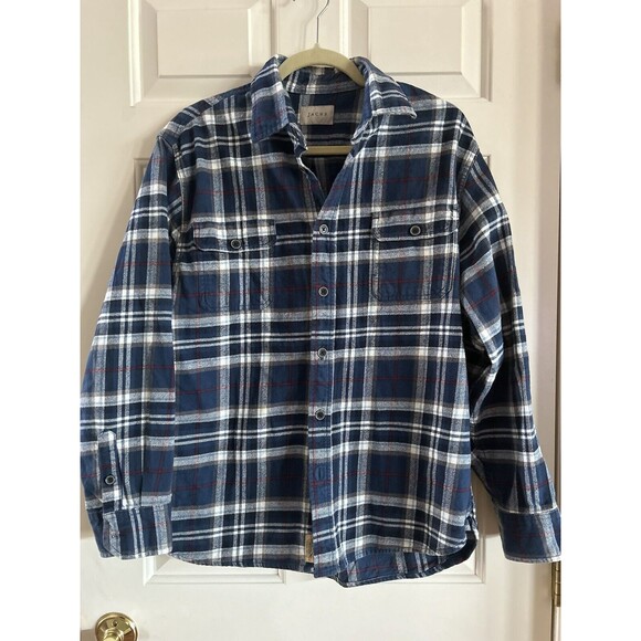 Jachs Brawny Flannel Shirt Mens Size Large Blue Red White - Picture 1 of 8